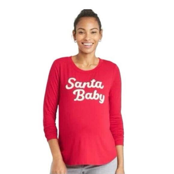New Isabel Maternity by Ingrid & Isabel Santa Baby Maternity Red White Top Small - Picture 1 of 2
